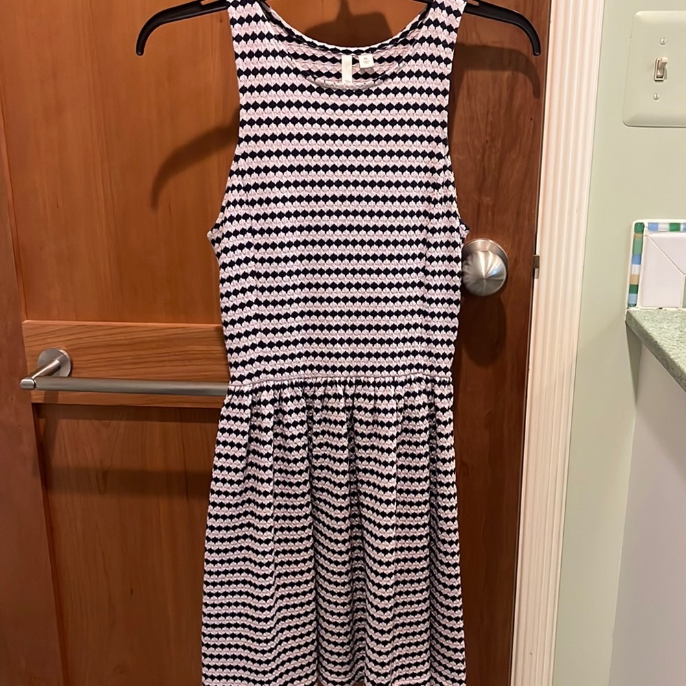 Violet and navy striped summer dress